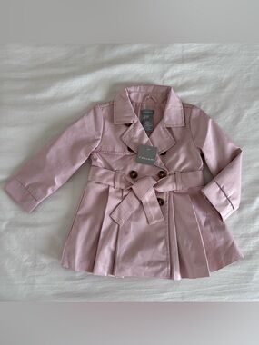 Beautiful NWT Tahari Blush Pink Trench Coat Jacket 18 Months